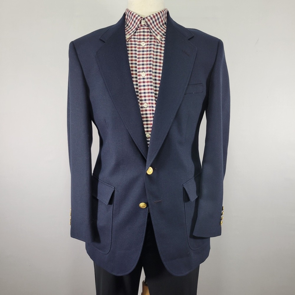 Stanley Blacker Men's Sport Coat Blazer Two Button Navy Blue Polyester Size‎ 38R